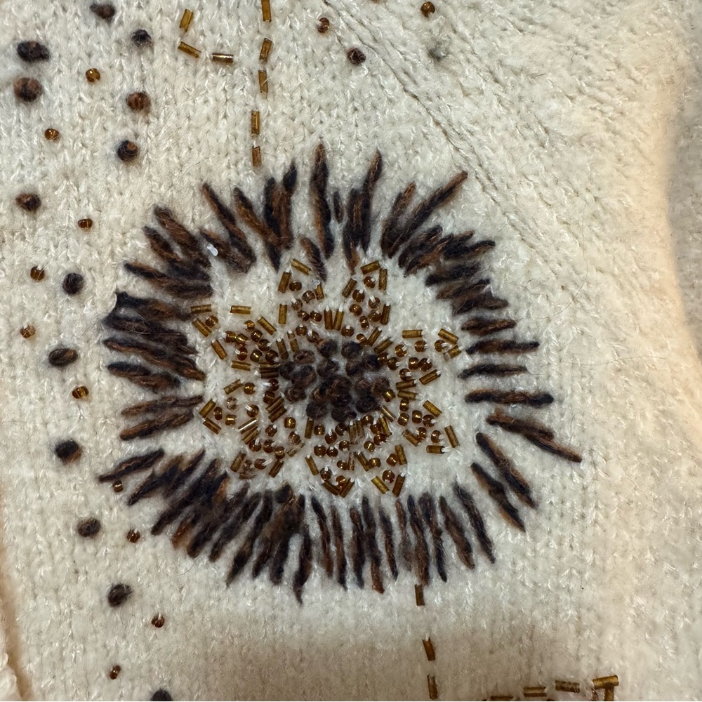 Anthropologie Field Flower Tuileries Cardigan Sweater Embellished Size Medium - Picture 4 of 12